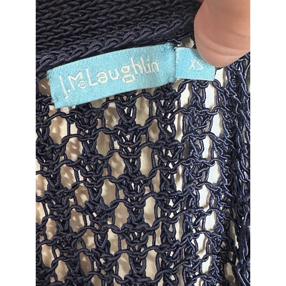 J McLaughlin Crochet Knit Open Front Cardigan Women's XS X-SMALL Navy L/S - Picture 7 of 8